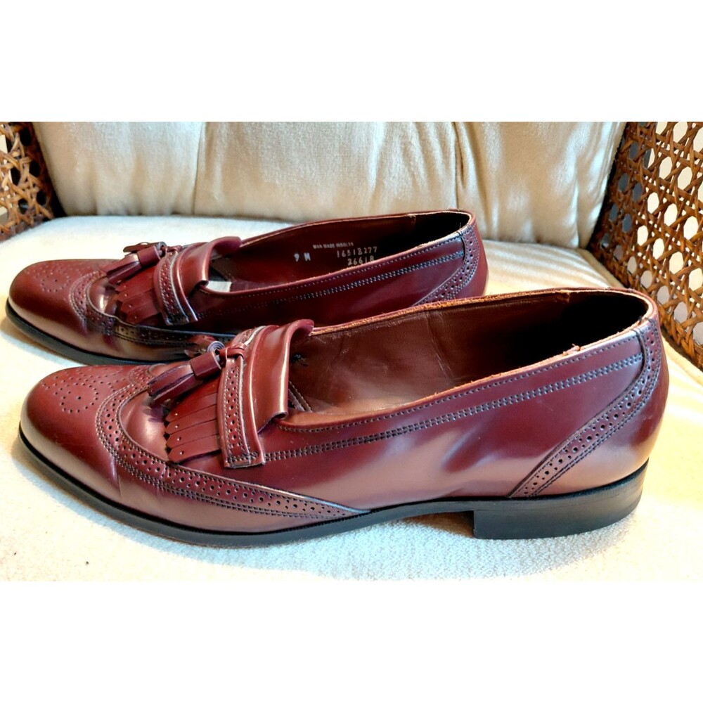 Vintage Bostonian 26618 Men’s 9M Burgundy Leather Kiltie Tassel Wingtip Loafers